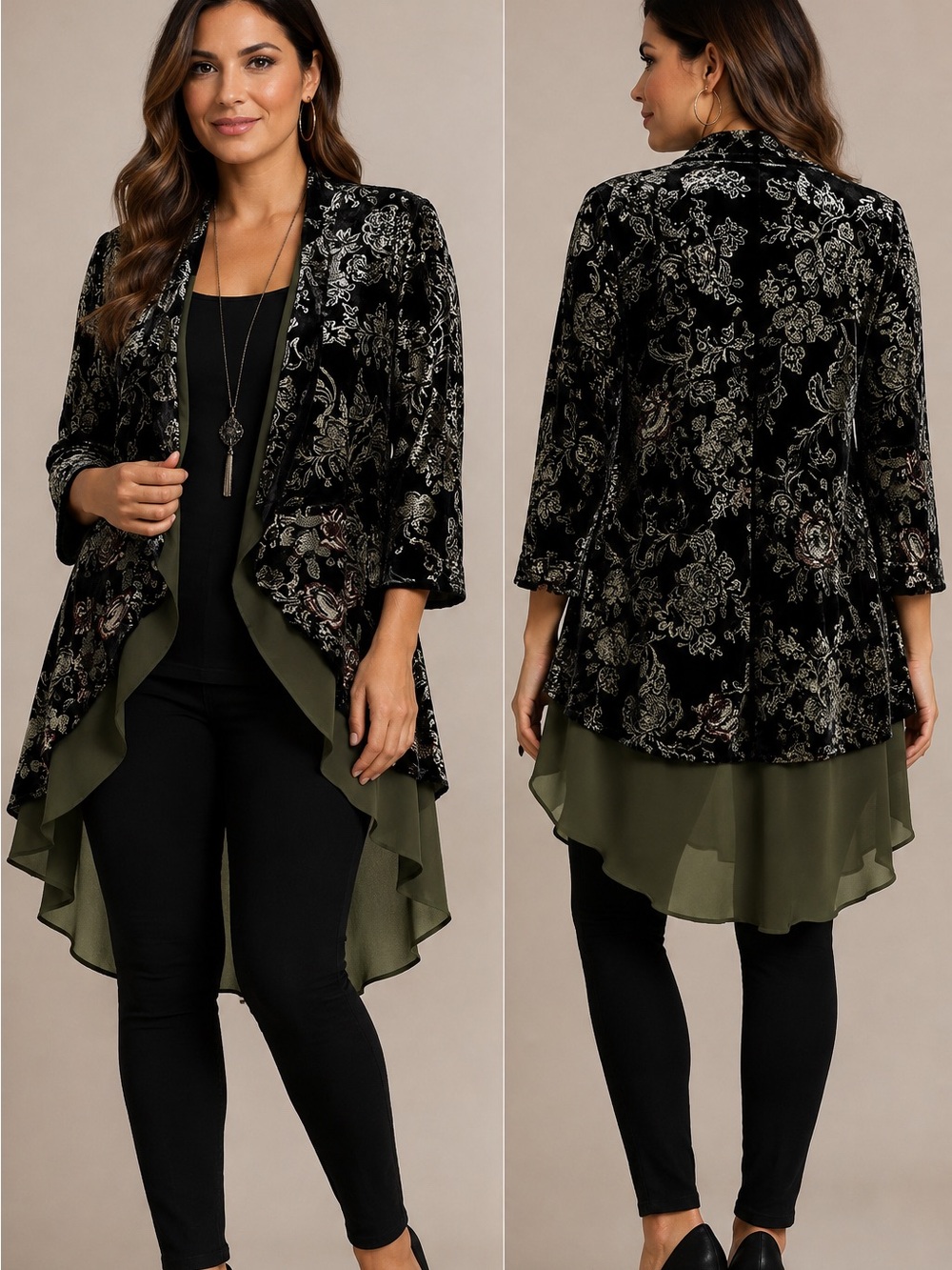 Chico’s velvet embroidered cardigan